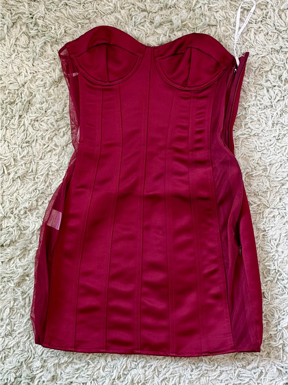 Women's Strapless Burgundy Bodycon Dress